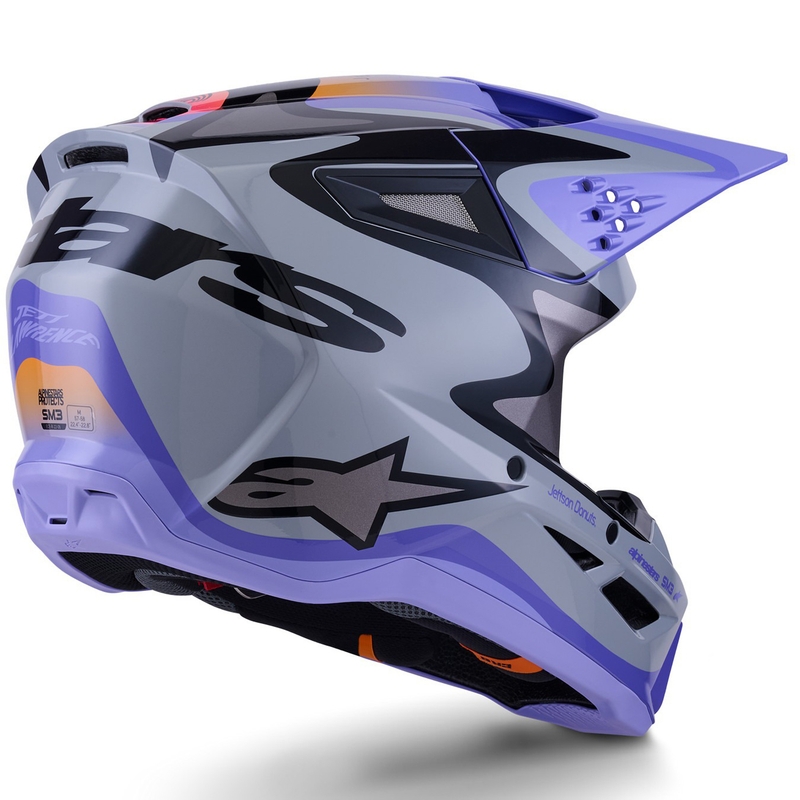 Casco de motocross infantil Alpinestars S-M3 JETT LAWRENCE, edición gris-violeta-negro