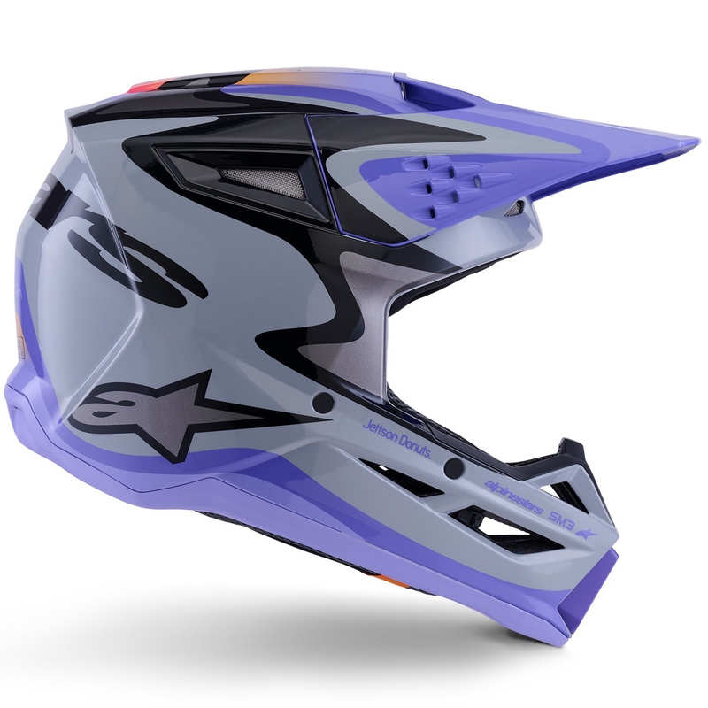 Casco de motocross infantil Alpinestars S-M3 JETT LAWRENCE, edición gris-violeta-negro