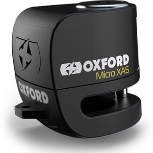 Candado de freno de disco Oxford Micro XA5 con alarma integrada, color negro