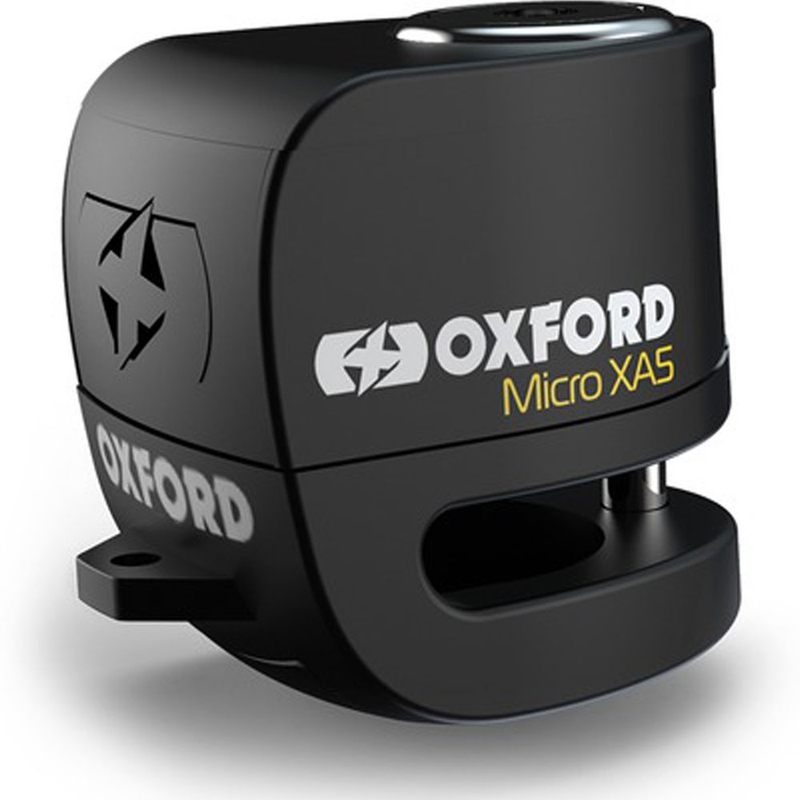 Candado de freno de disco Oxford Micro XA5 con alarma integrada, color negro