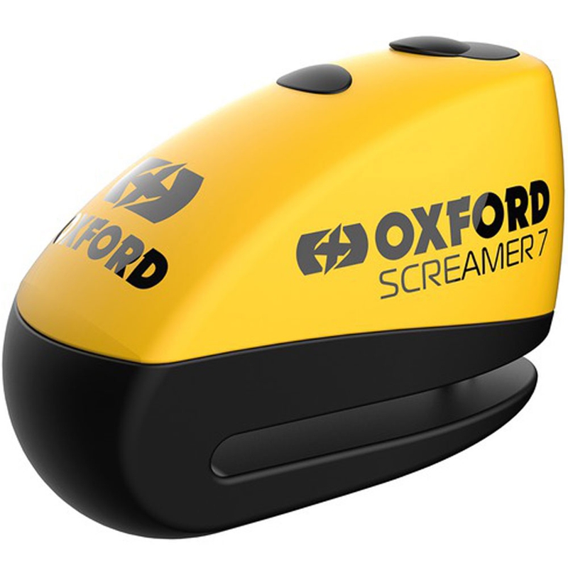 Candado de freno de disco Oxford Screamer 7 con alarma integrada amarillo-negro