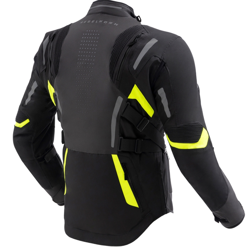 Chaqueta de moto Rebelhorn Hiker IV negra-antracita-amarilla fluo