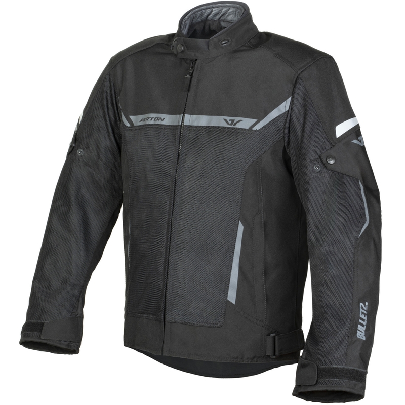 Chaqueta de moto Ayrton Bullet II Flow negra y gris oscuro