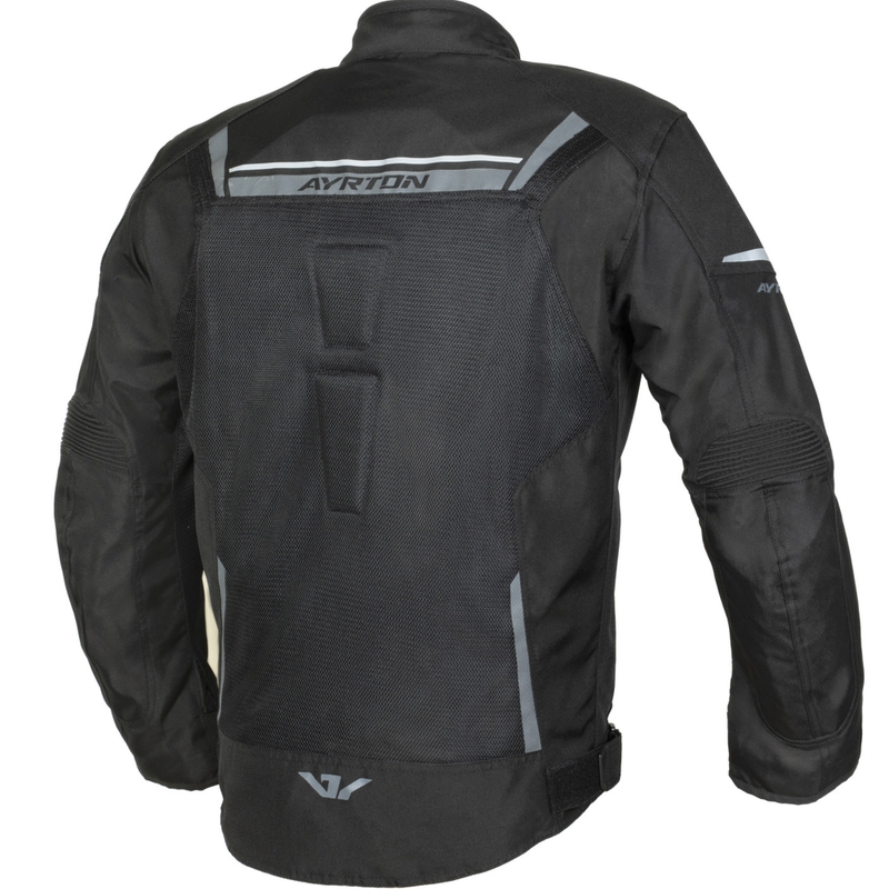 Chaqueta de moto Ayrton Bullet II Flow negra y gris oscuro