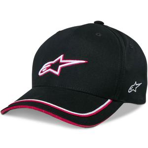 Gorra Snapback Ascencion de Alpinestars, color negro y rojo