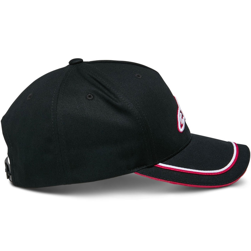 Gorra Snapback Ascencion de Alpinestars, color negro y rojo