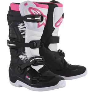 Botas de moto para mujer Alpinestars Stella Tech 3 en negro, blanco y rosa