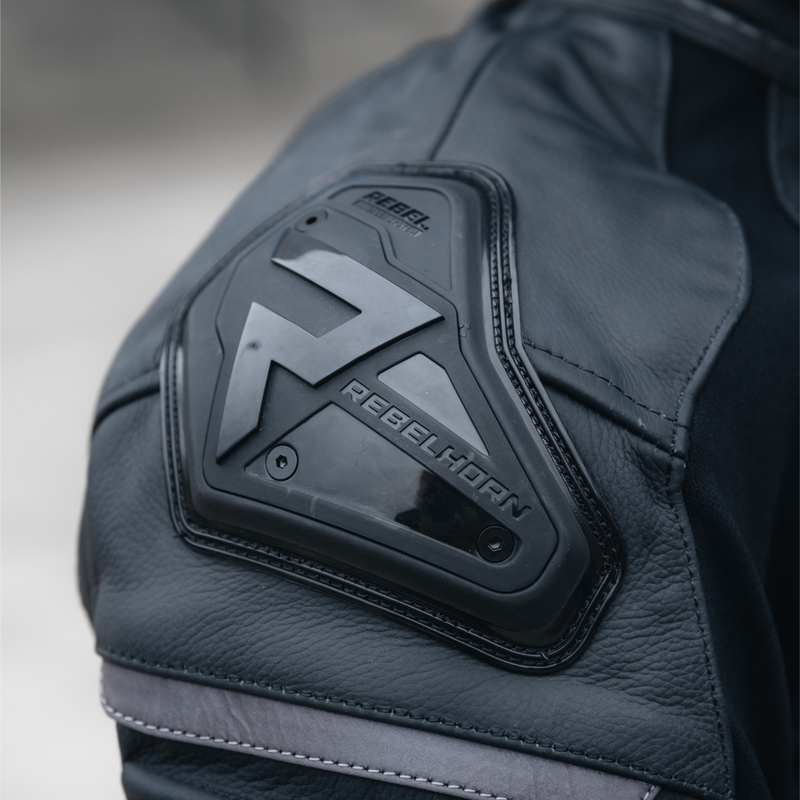Chaqueta de moto de cuero Rebelhorn Vandal negra