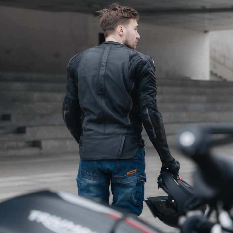 Chaqueta de moto de cuero Rebelhorn Vandal negra