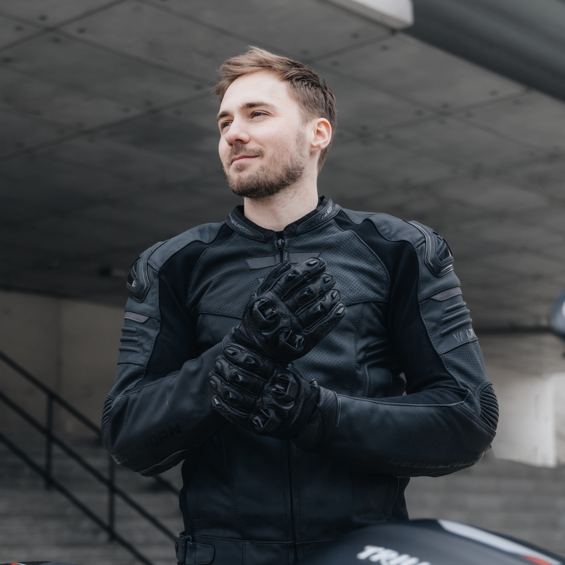 Chaqueta de moto de cuero Rebelhorn Vandal negra