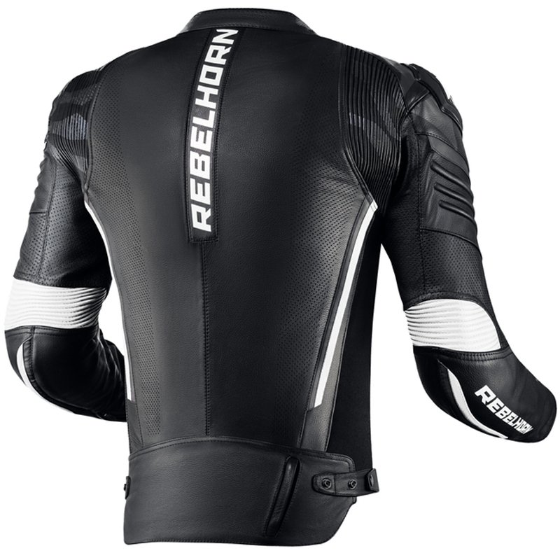 Chaqueta de moto de cuero Rebelhorn Vandal negro-blanco liquidación