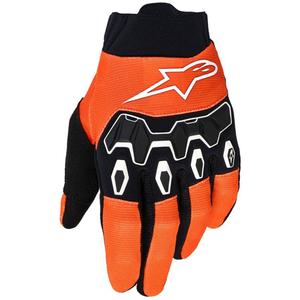 Guantes de motocross Alpinestars Full Bore V2 para jóvenes y niños, color naranja, blanco, negro y azul.