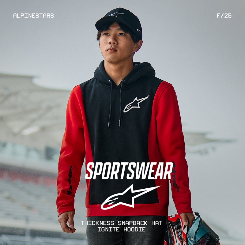 Sudadera con capucha Alpinestars Ignite negra y roja