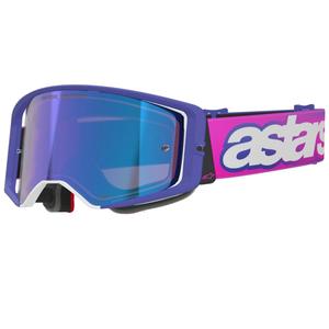 Gafas de motocross Alpinestars Supertech Vision Vista en morado-rosa fluorescente con lente azul espejada