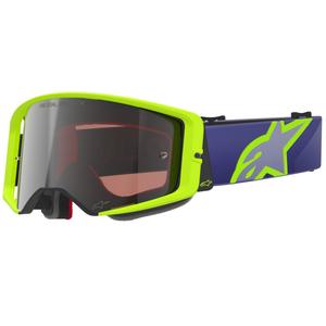 Gafas de motocross Alpinestars Supertech Vision Corp en color morado-amarillo con lente plateada espejada