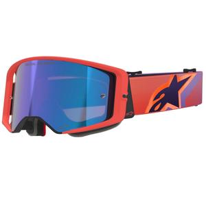 Gafas de motocross Alpinestars Supertech Vision Corp en color naranja-morado con lente azul espejada