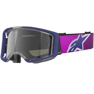 Gafas de motocross Alpinestars Vision 8 Corp de color morado transparente con lente plateada espejada
