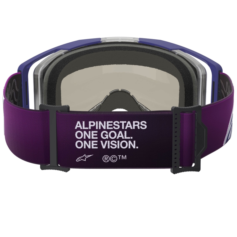 Gafas de motocross Alpinestars Vision 8 Corp de color morado transparente con lente plateada espejada