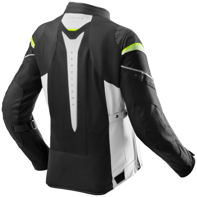 Chaqueta de moto para mujer Rebelhorn Hiflow V negro-gris-amarillo fluorescente