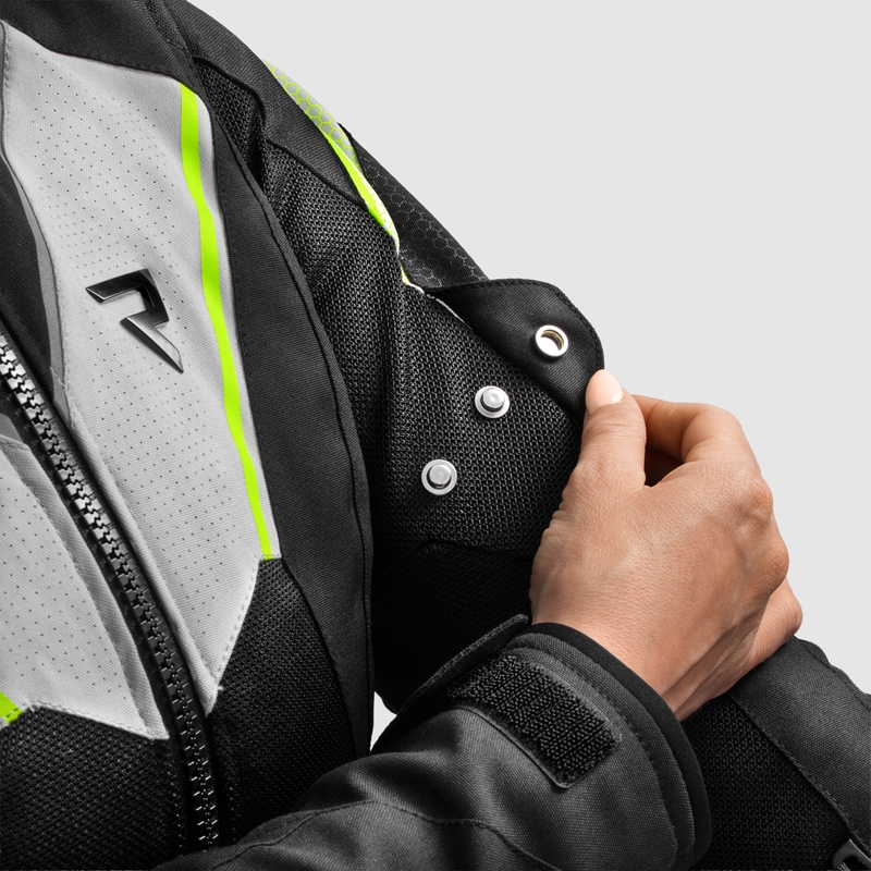 Chaqueta de moto para mujer Rebelhorn Hiflow V negro-gris-amarillo fluorescente
