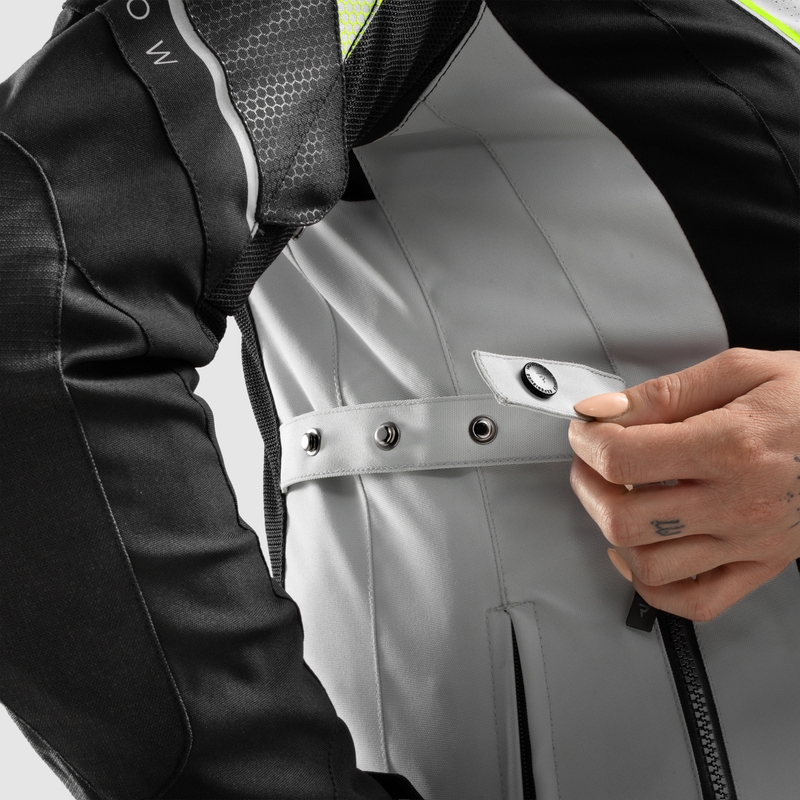 Chaqueta de moto para mujer Rebelhorn Hiflow V negro-gris-amarillo fluorescente