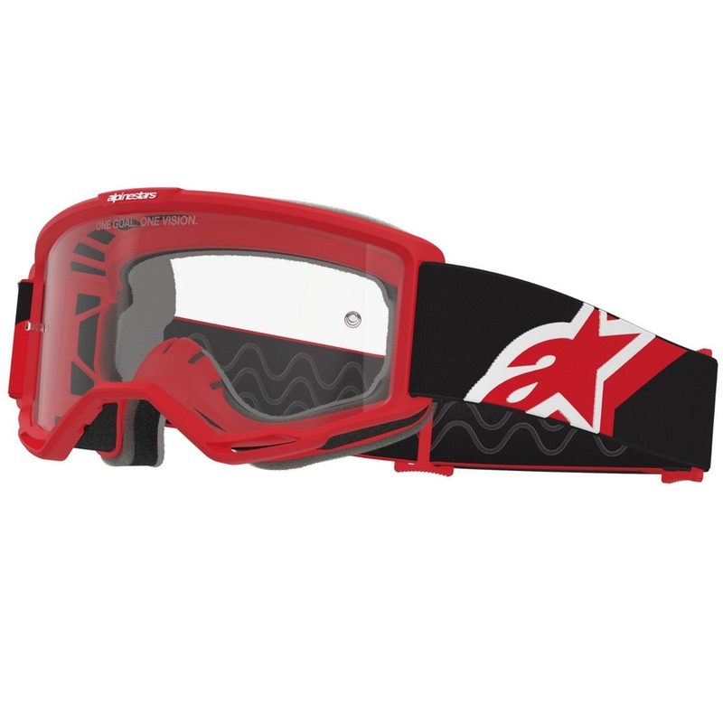 Gafas de motocross Alpinestars Vision OTG en rojo, negro y blanco con lente transparente