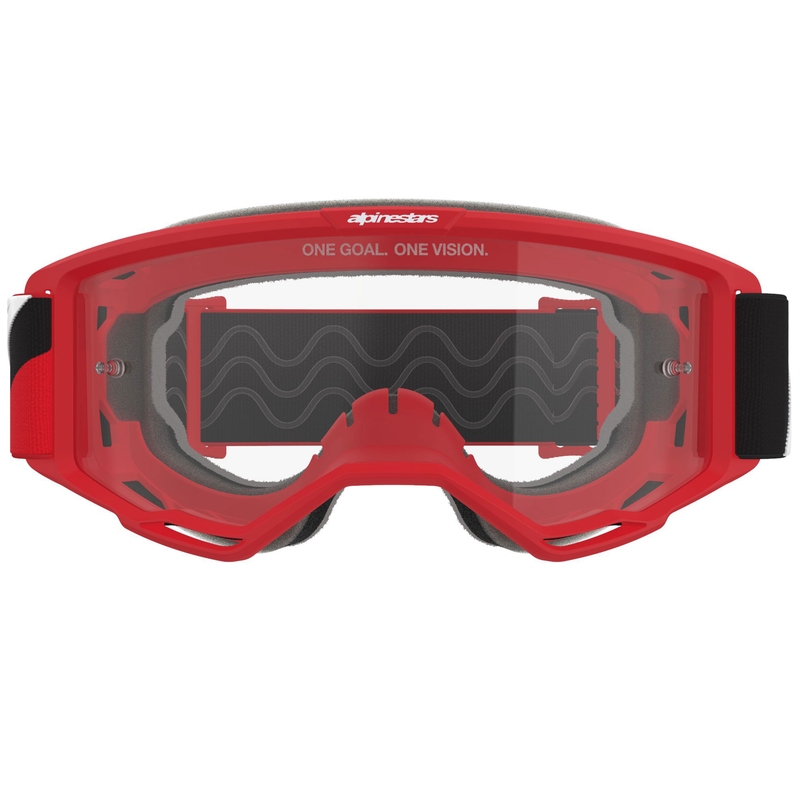 Gafas de motocross Alpinestars Vision OTG en rojo, negro y blanco con lente transparente