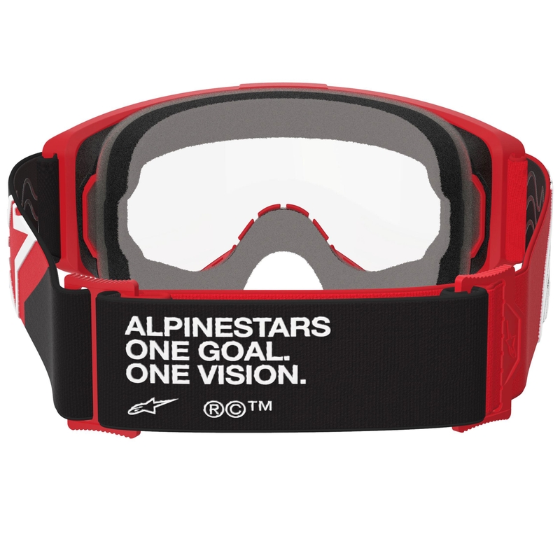 Gafas de motocross Alpinestars Vision OTG en rojo, negro y blanco con lente transparente