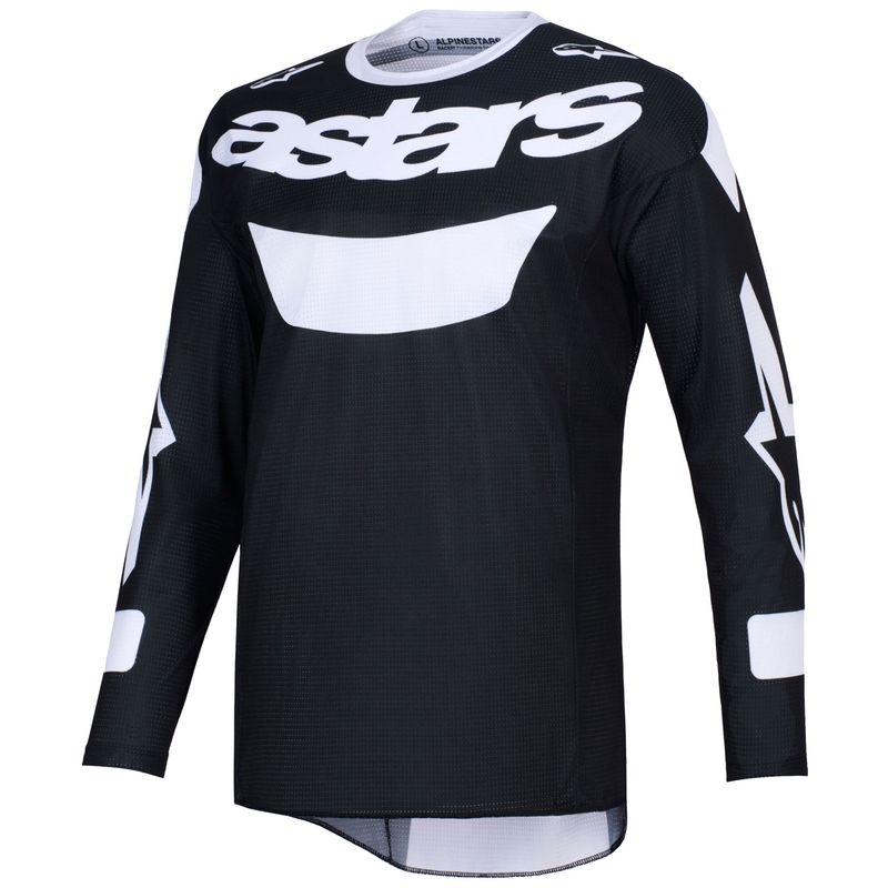 Camiseta de motocross Alpinestars Racer Air Riway en blanco y negro