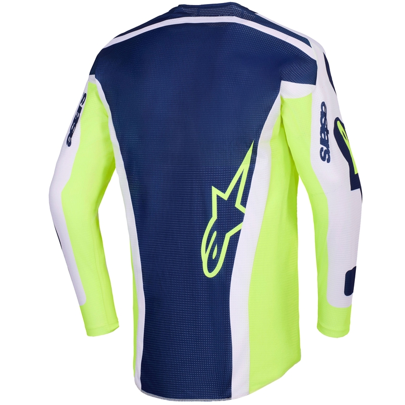 Camiseta de motocross Alpinestars Racer Air Riway gris claro-amarillo fluorescente-azul