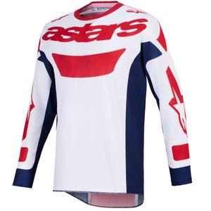 Camiseta de motocross Alpinestars Racer Riway blanca, azul y roja