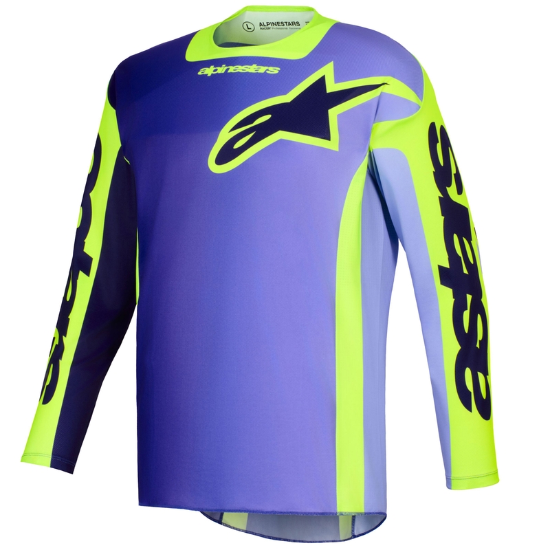 Camiseta de motocross Alpinestars Racer Portl morado-amarillo fluorescente