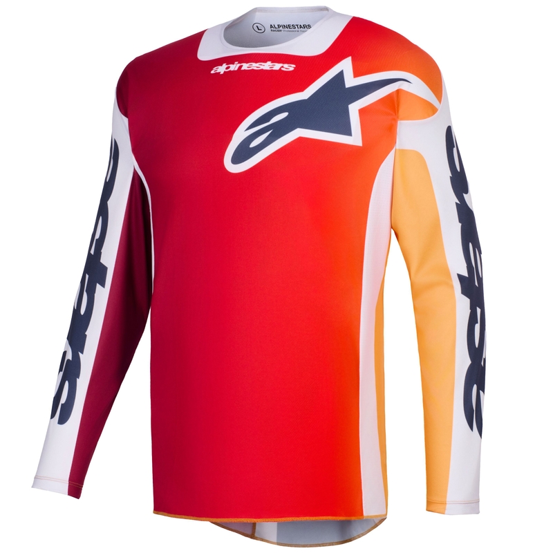 Camiseta de motocross Alpinestars Racer Portl en rojo-naranja-gris claro