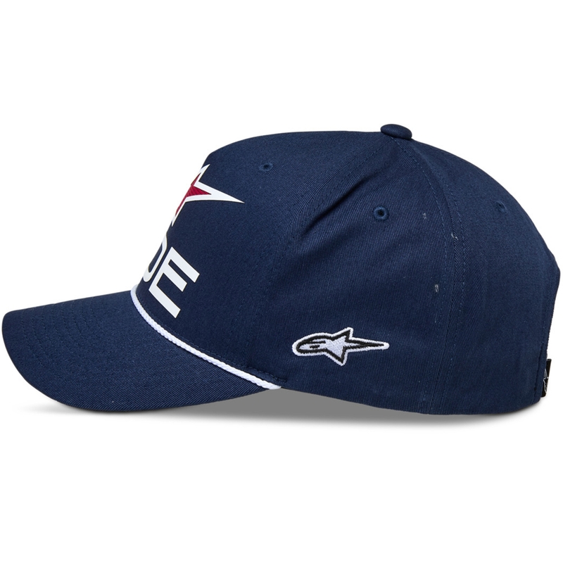 Gorra Snapback Ride Comp de Alpinestars en azul, blanco y rojo