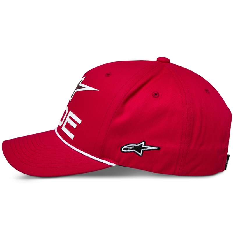 Gorra Alpinestars Ride Comp Snapback roja, blanca y negra