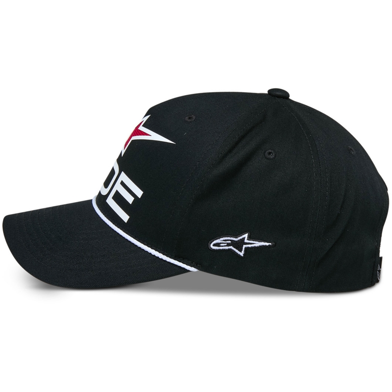 Gorra Alpinestars Ride Comp Snapback negra, blanca y roja