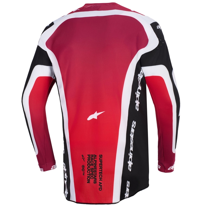 Camiseta de motocross Alpinestars Supertech Pro AFD Vista en negro, rojo y blanco