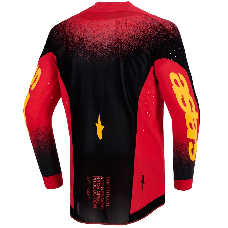 Camiseta de motocross Alpinestars Supertech Scenz roja, negra y amarilla