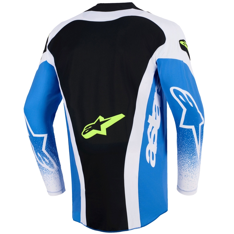 Camiseta de motocross Alpinestars Techstar Knif azul-negro-amarillo fluorescente