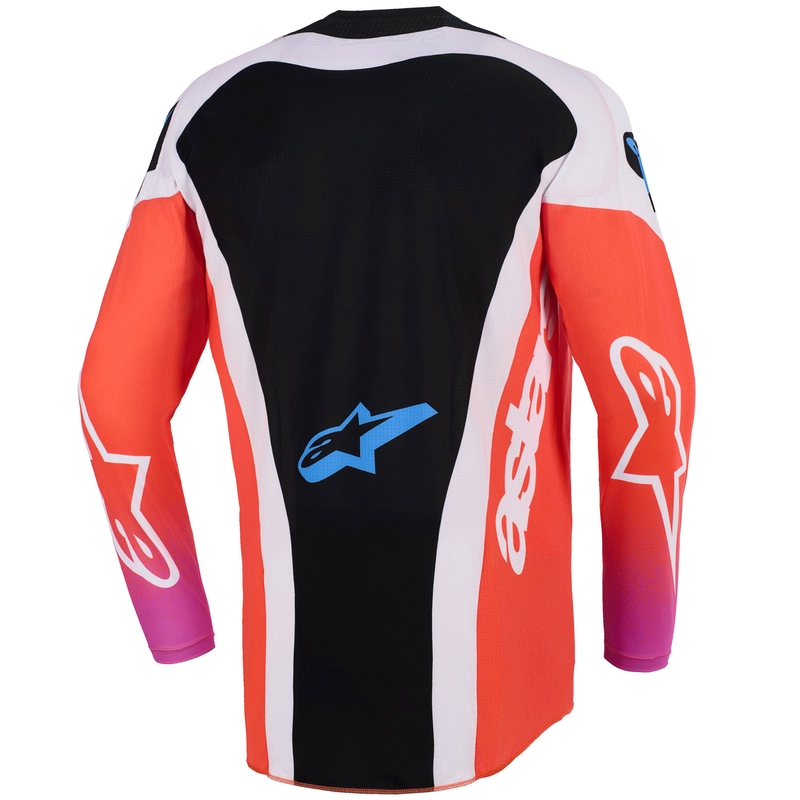 Camiseta de motocross Alpinestars Techstar Knif gris claro-naranja fluorescente-negro