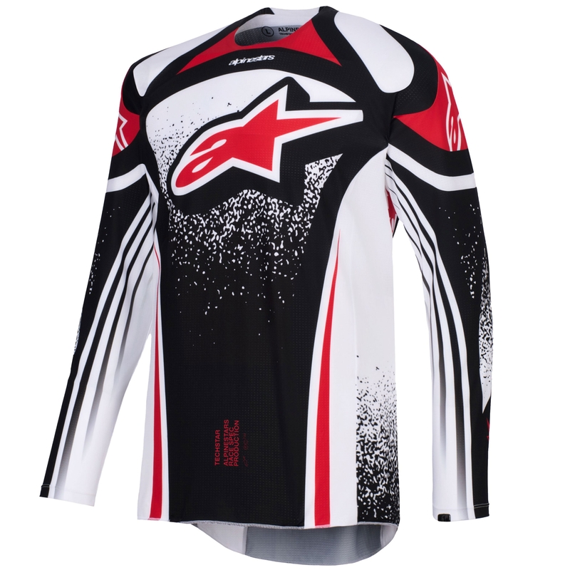 Camiseta de motocross Alpinestars Techstar Nomur en negro, blanco y rojo