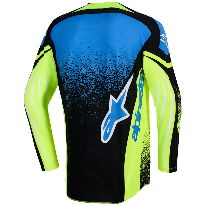 Camiseta de motocross Alpinestars Techstar Nomur azul oscuro-amarillo fluorescente-azul