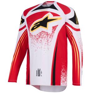 Camiseta de motocross Alpinestars Techstar Nomur gris claro-rojo-negro-amarillo