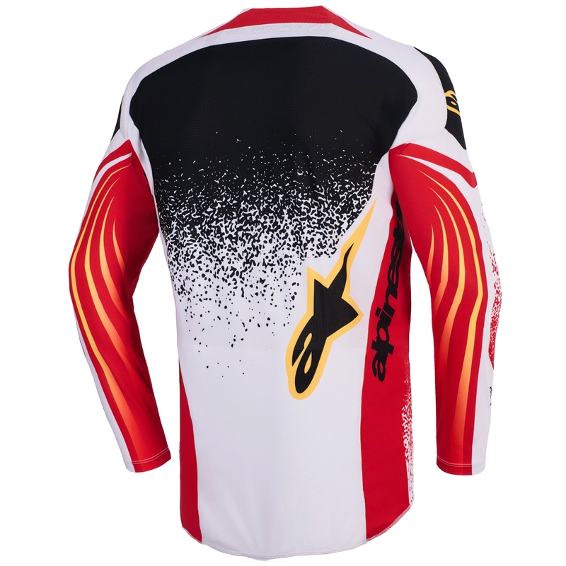 Camiseta de motocross Alpinestars Techstar Nomur gris claro-rojo-negro-amarillo