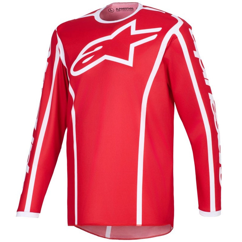 Camiseta de motocross Alpinestars Fluid Apex roja y blanca