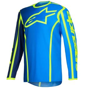 Camiseta de motocross Alpinestars Fluid Apex azul-amarillo fluorescente