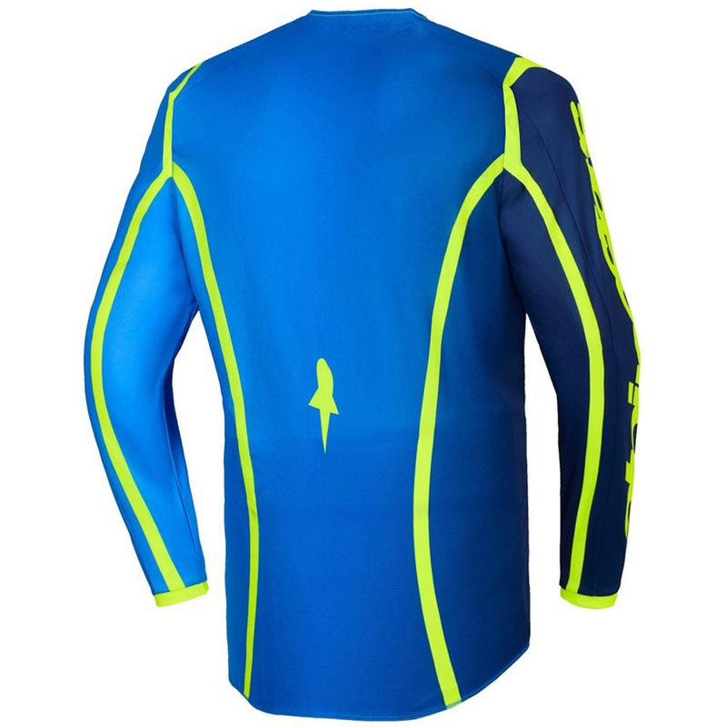 Camiseta de motocross Alpinestars Fluid Apex azul-amarillo fluorescente