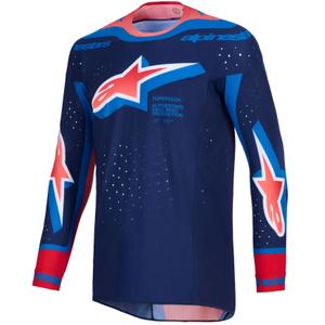 Camiseta de motocross Alpinestars Supertech Vista azul oscuro-coral-cobalto