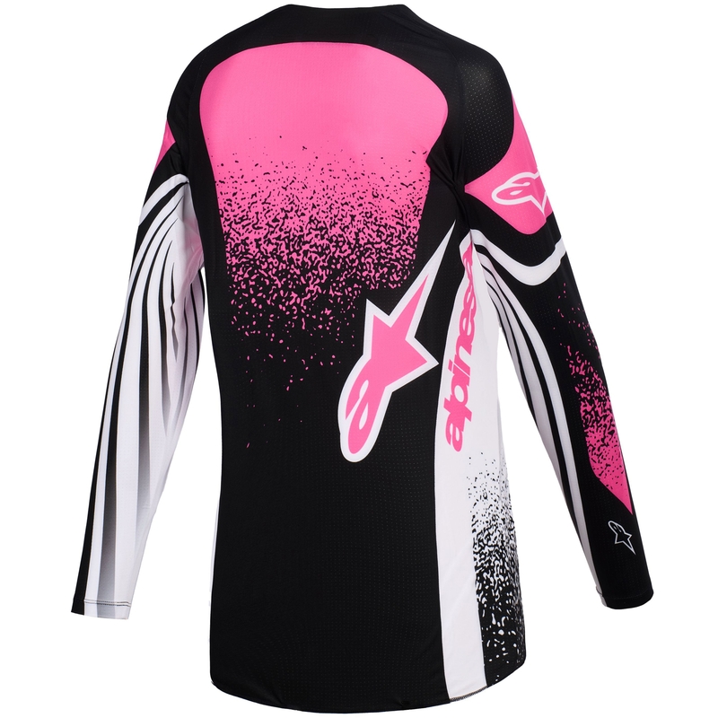 Camiseta de motocross Alpinestars Stella Techstar Nomur para mujer en negro, blanco y rosa