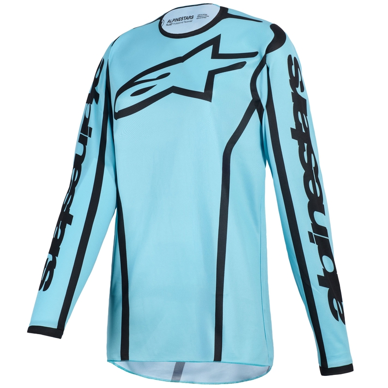 Camiseta de motocross Alpinestars Stella Fluid Apex para mujer, color turquesa y negro